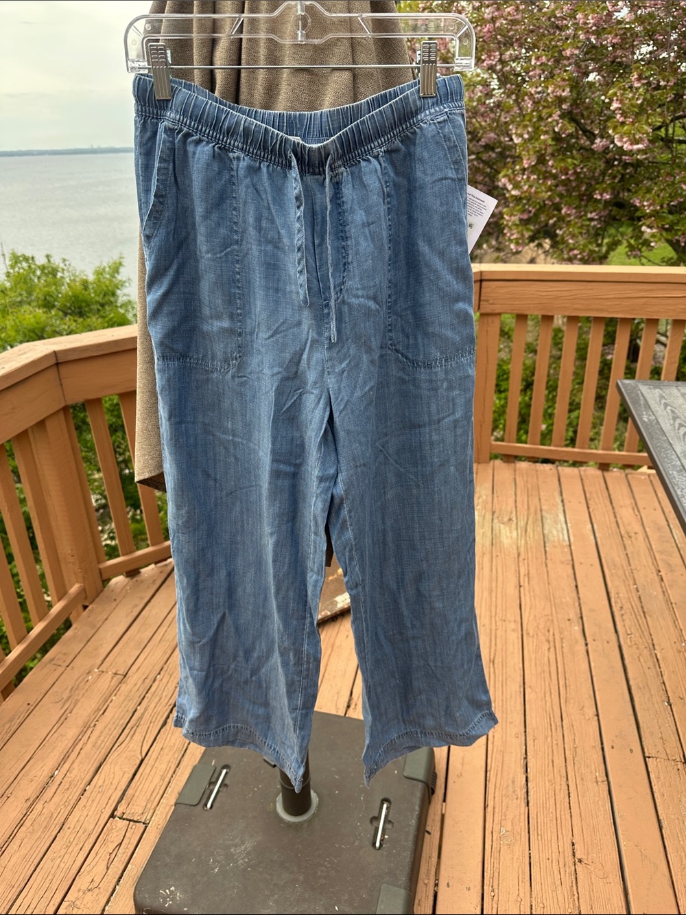 Splendid Light Blue Drawstring Wide-Leg Pants